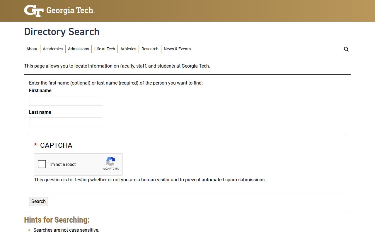 Stockbridge people directories Georgia Tech faculty staff search